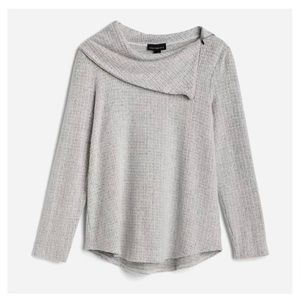 Grey Cowl Neck Zipper Detail Waffle Knot Top (NWOT)